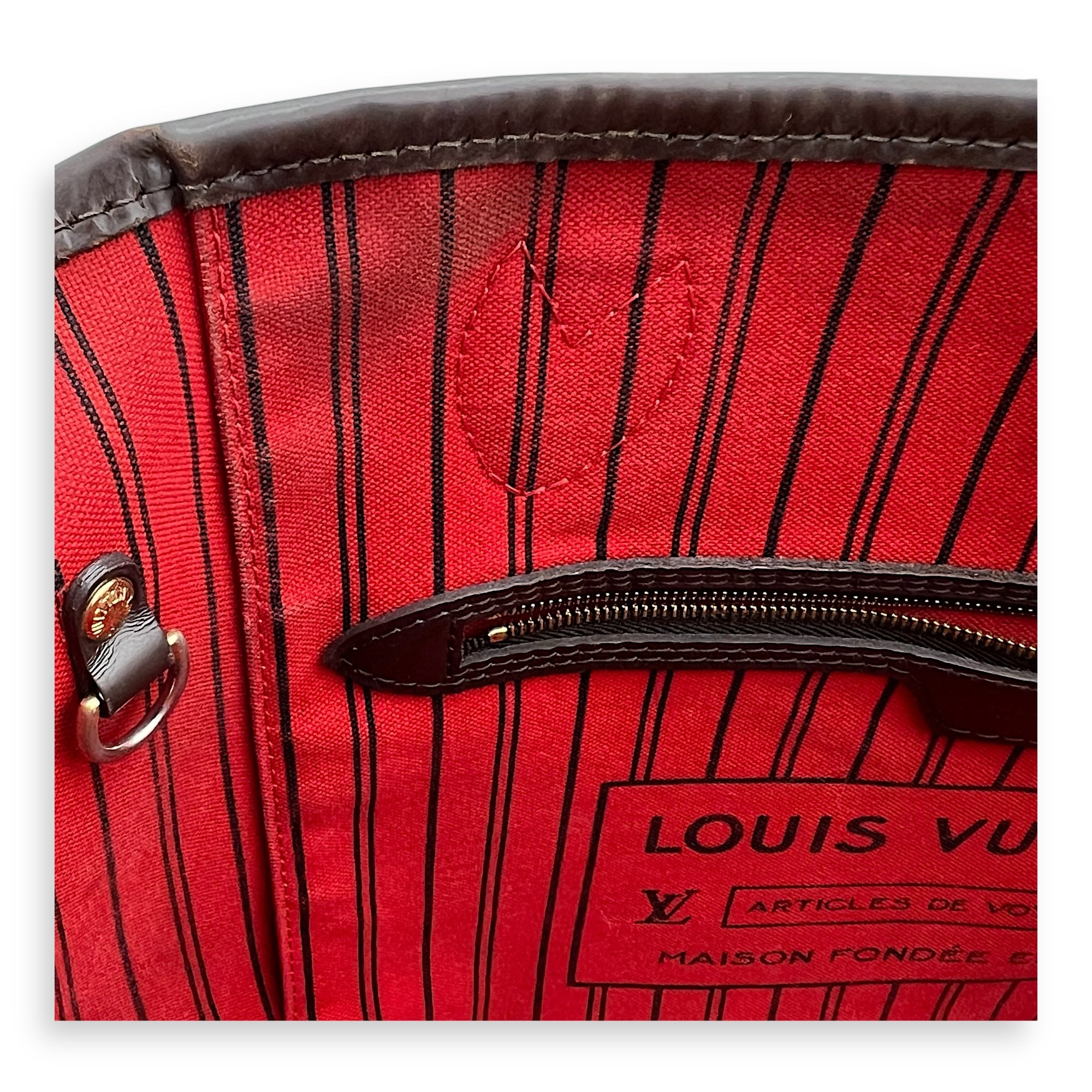 Neverfull MM Brown Tote Bag in Coated Canvas, Gold hardware