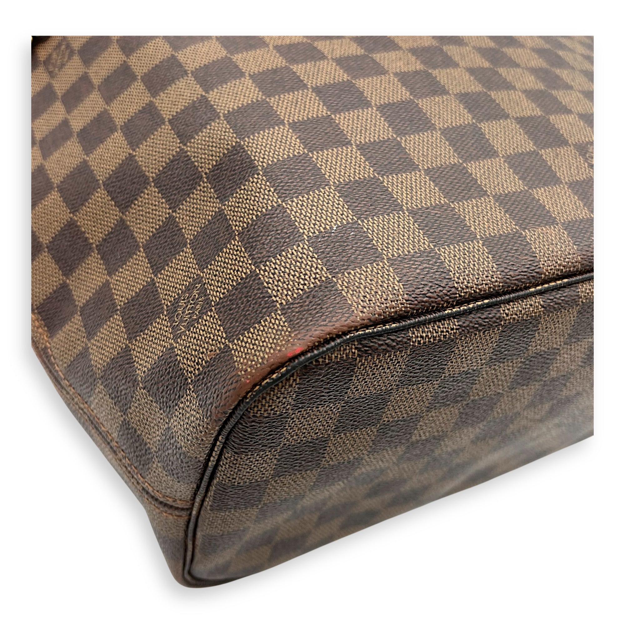 Neverfull MM Brown Tote Bag in Coated Canvas, Gold hardware