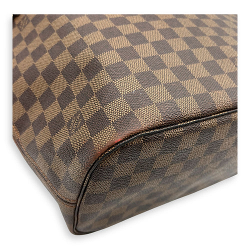 Neverfull MM Brown Tote Bag in Coated Canvas, Gold hardware