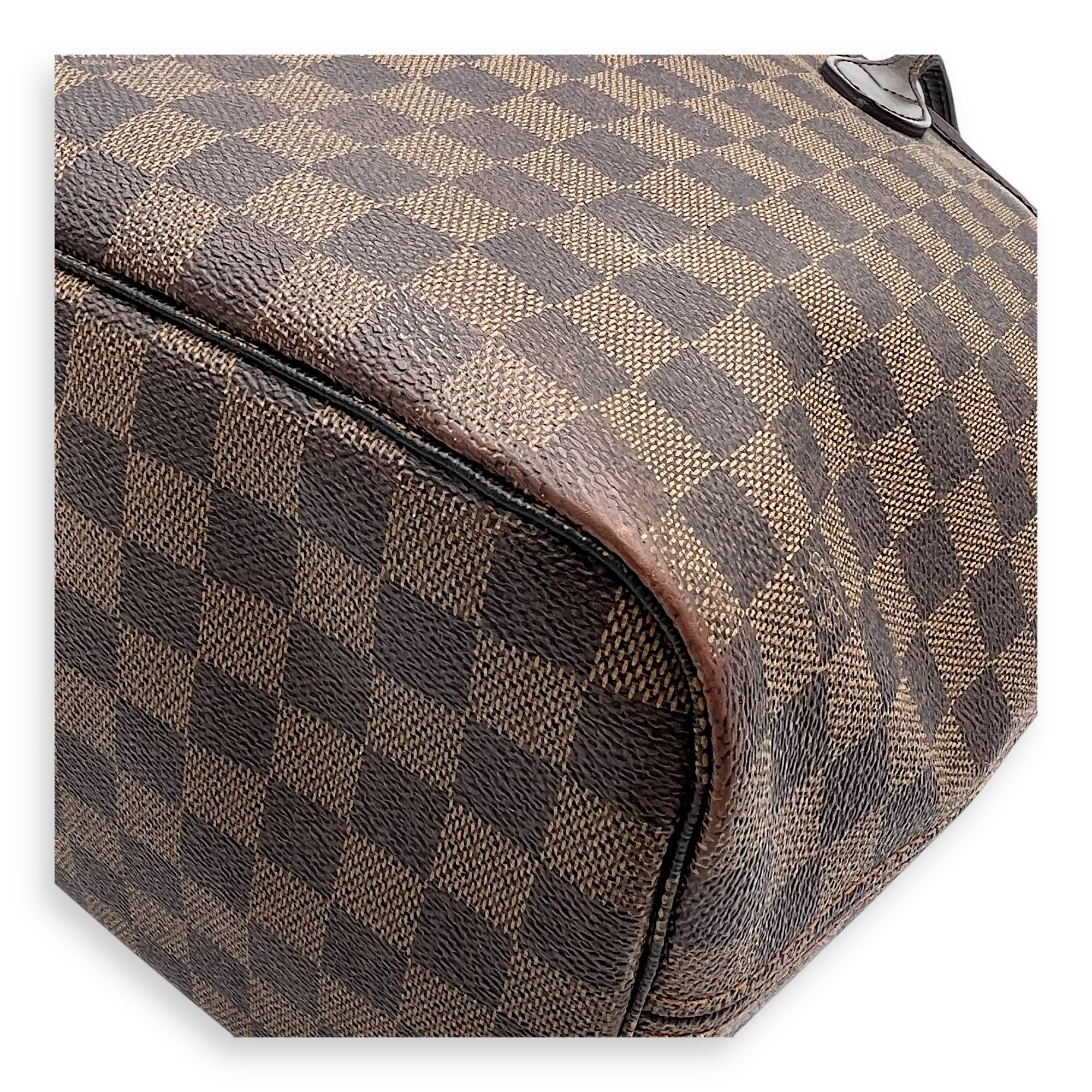 Neverfull MM Brown Tote Bag in Coated Canvas, Gold hardware