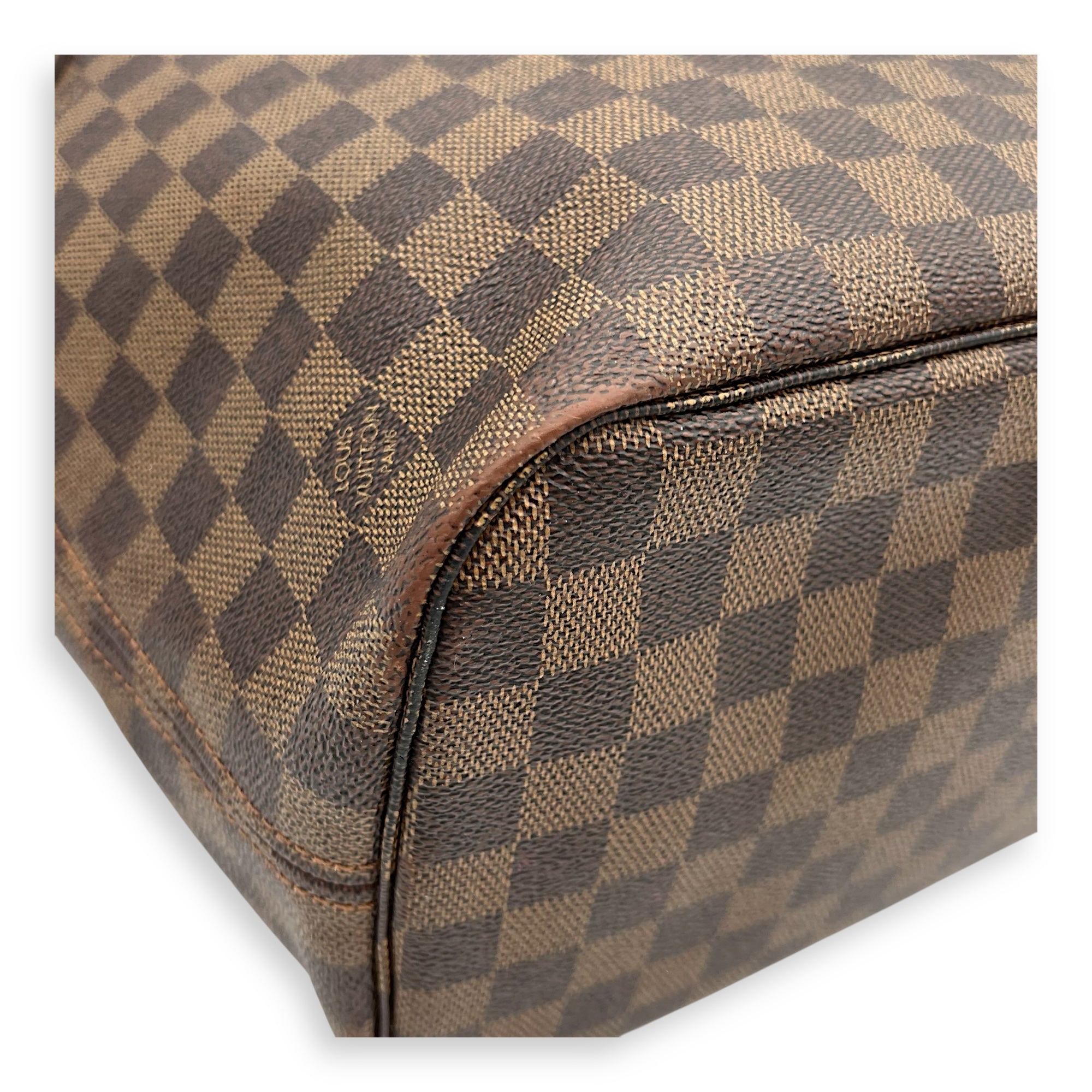 Neverfull MM Brown Tote Bag in Coated Canvas, Gold hardware