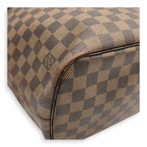Neverfull MM Brown Tote Bag in Coated Canvas, Gold hardware