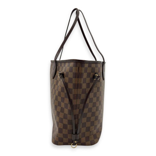 Neverfull MM Brown Tote Bag in Coated Canvas, Gold hardware