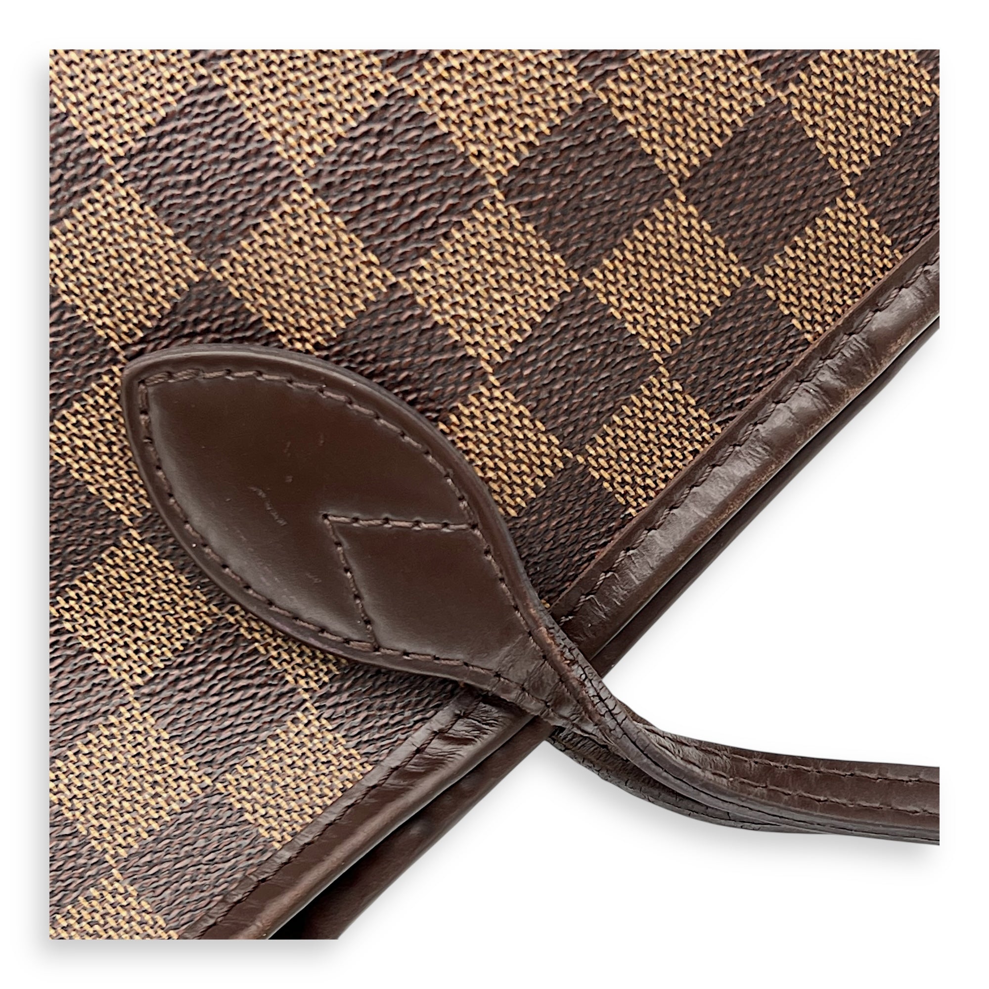 Neverfull MM Brown Tote Bag in Coated Canvas, Gold hardware