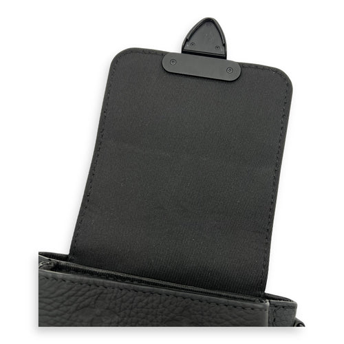 S-lock Vertical Wearable Wallet Shoulder Bag Black in Taurillon Leather, Black hardware