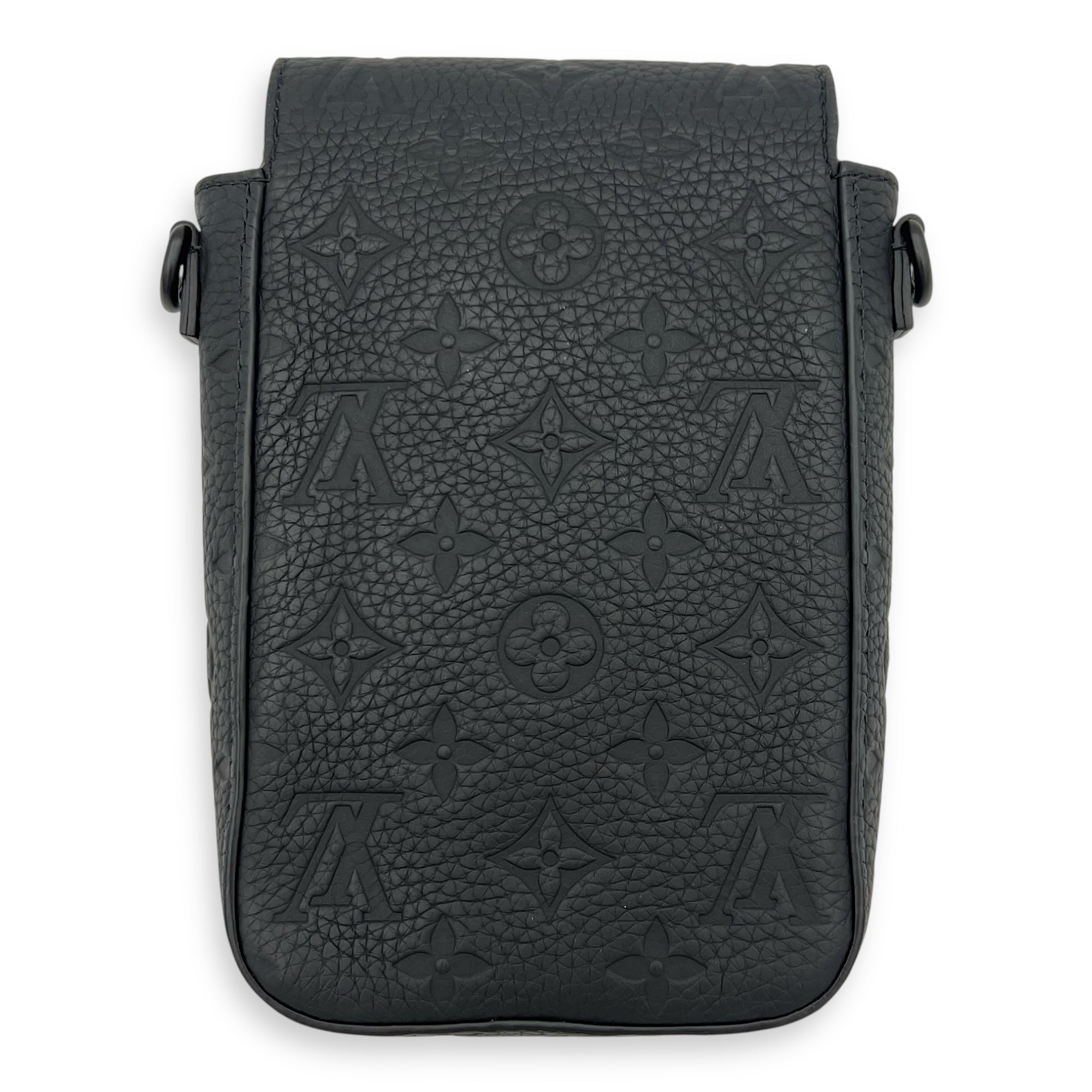 S-lock Vertical Wearable Wallet Shoulder Bag Black in Taurillon Leather, Black hardware