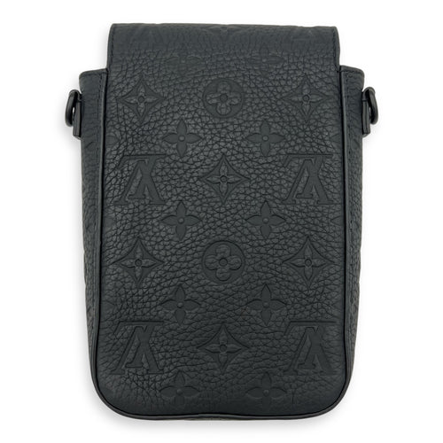 S-lock Vertical Wearable Wallet Shoulder Bag Black in Taurillon Leather, Black hardware