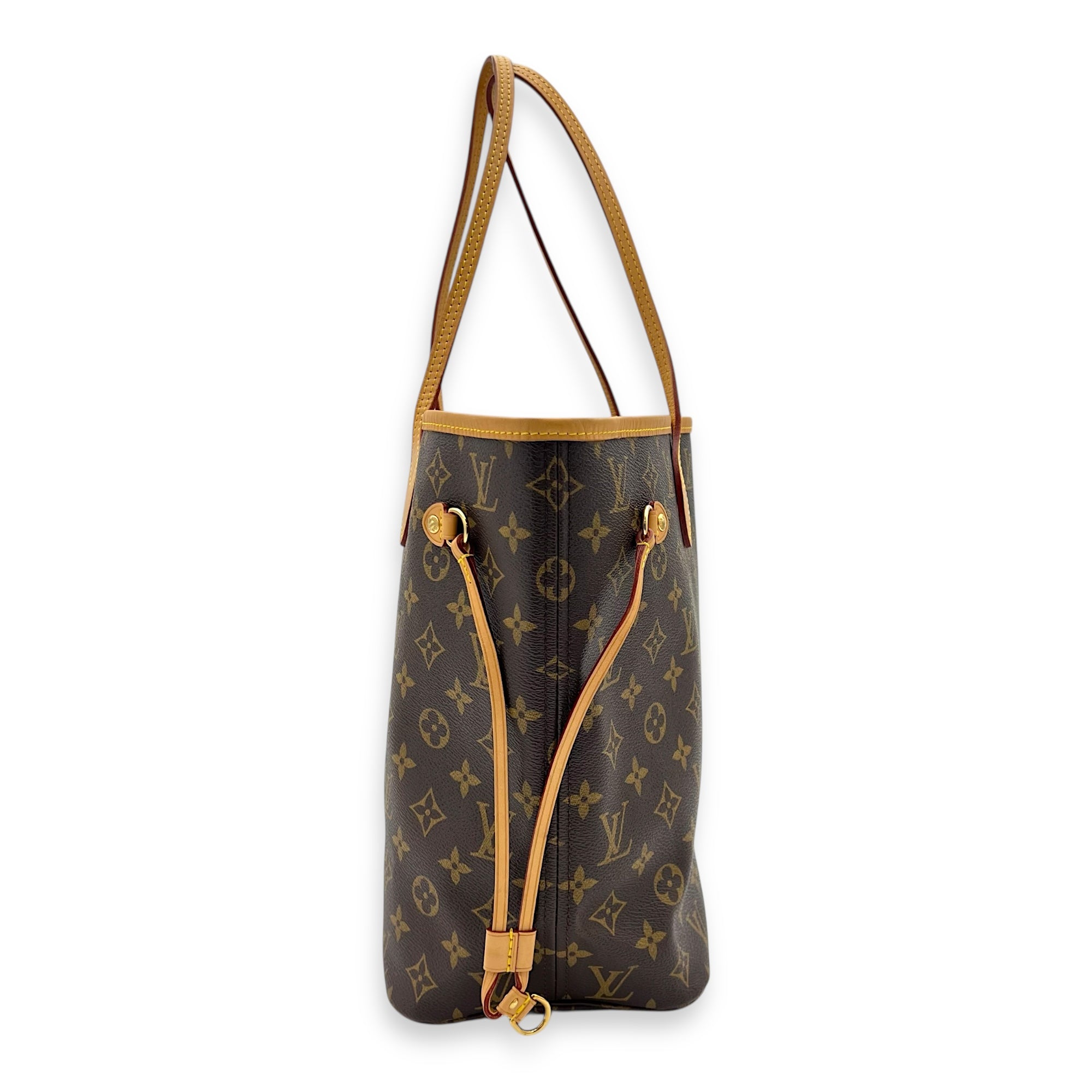 Neverfull Tote Bag Brown in Monogram Coated Canvas, Gold hardware
