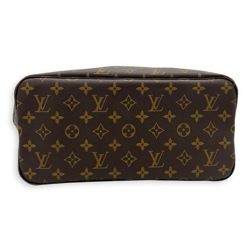 Neverfull Tote Bag Brown in Monogram Coated Canvas, Gold hardware