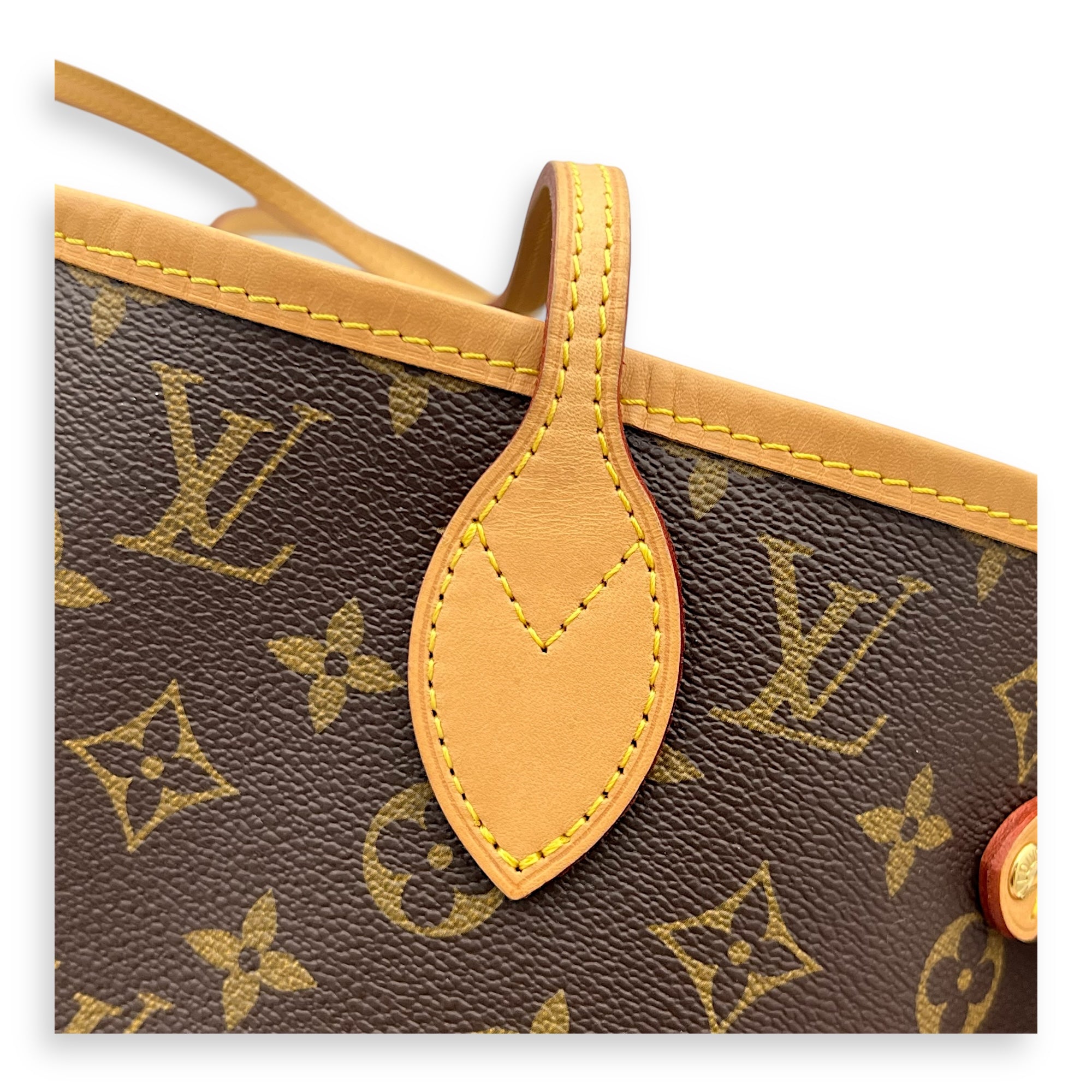 Neverfull Tote Bag Brown in Monogram Coated Canvas, Gold hardware