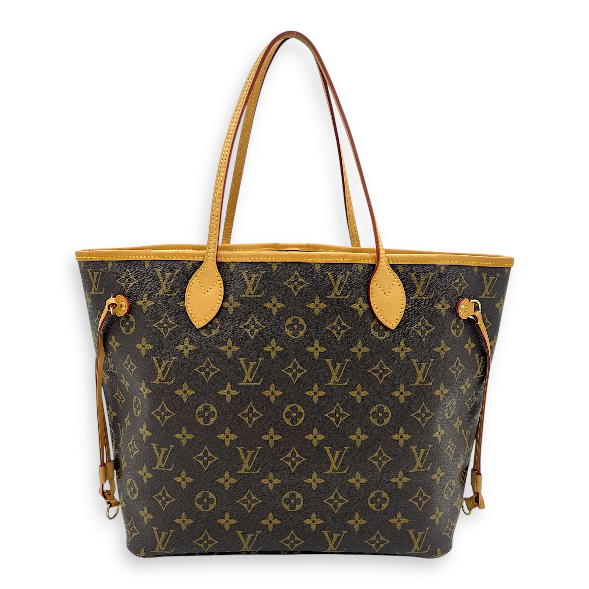 Neverfull Tote Bag Brown in Monogram Coated Canvas, Gold hardware