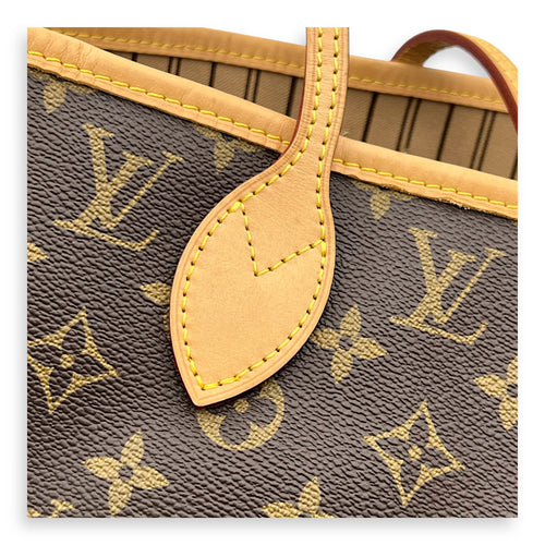 Neverfull Tote Bag Brown in Monogram Coated Canvas, Gold hardware