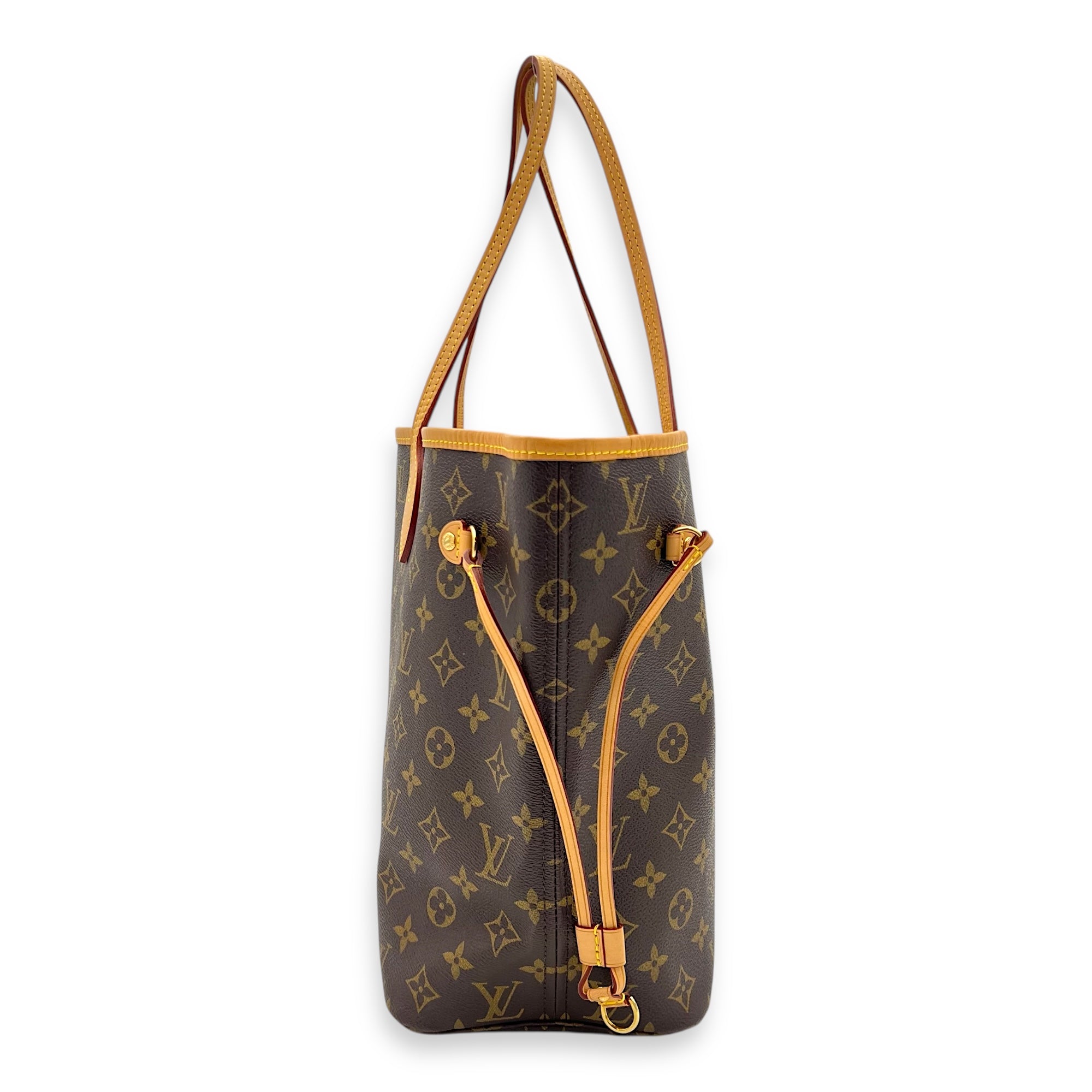 Neverfull Tote Bag Brown in Monogram Coated Canvas, Gold hardware