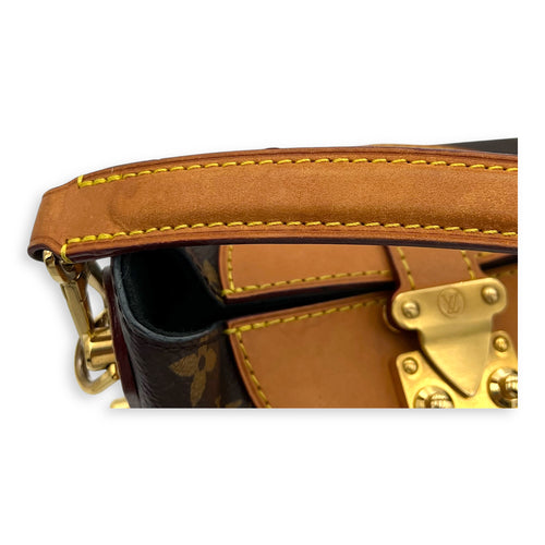 Duffle Shoulder Bag Brown in Monogram Coated Canvas, Gold hardware