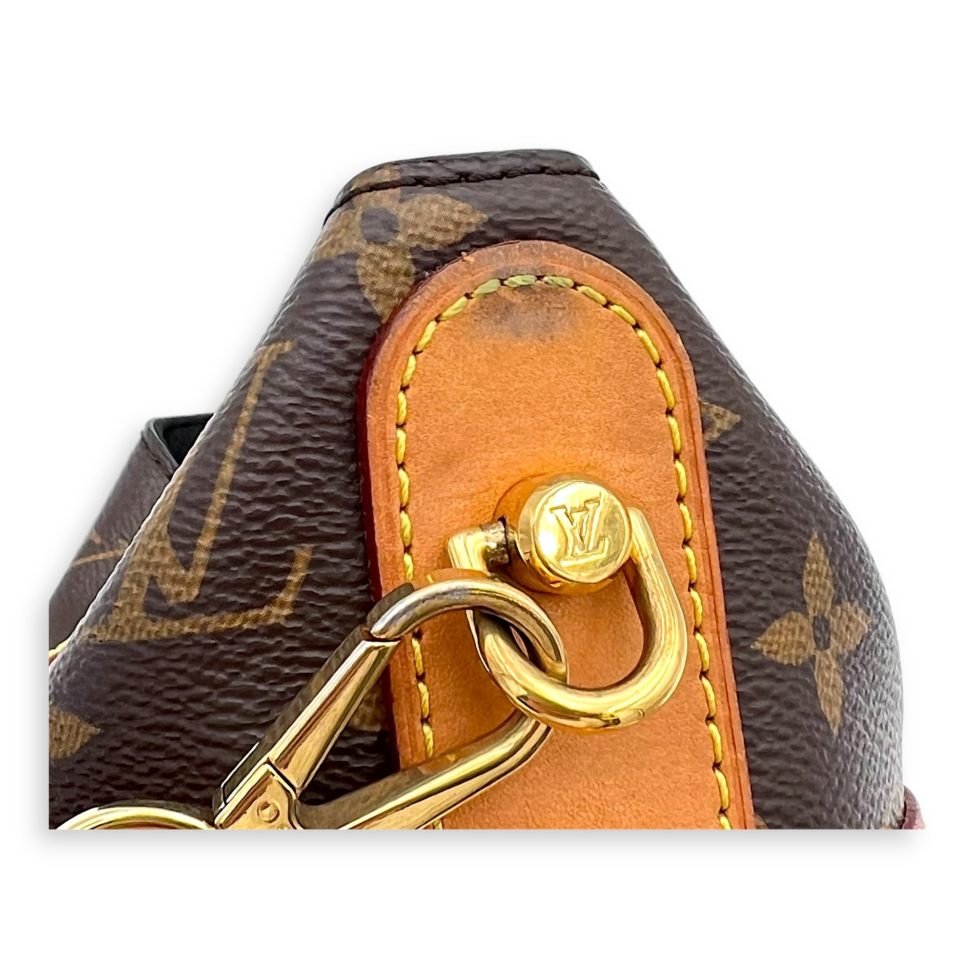 Duffle Shoulder Bag Brown in Monogram Coated Canvas, Gold hardware