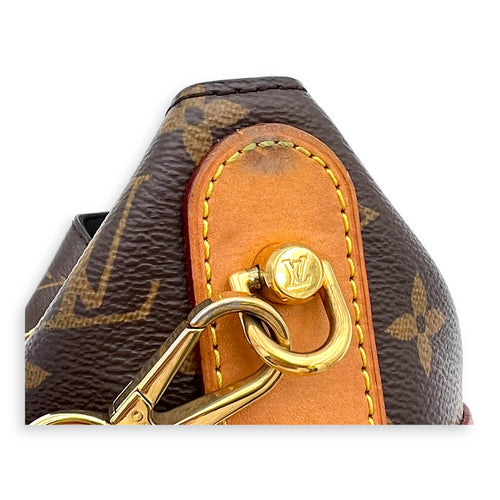 Duffle Shoulder Bag Brown in Monogram Coated Canvas, Gold hardware