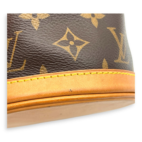 Duffle Shoulder Bag Brown in Monogram Coated Canvas, Gold hardware