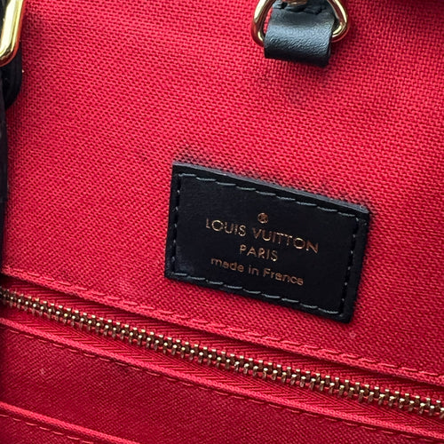 OnTheGo MM Brown Tote Bag in Monogram Coated Canvas, Gold hardware