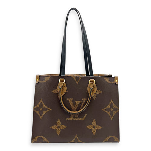OnTheGo MM Brown Tote Bag in Monogram Coated Canvas, Gold hardware