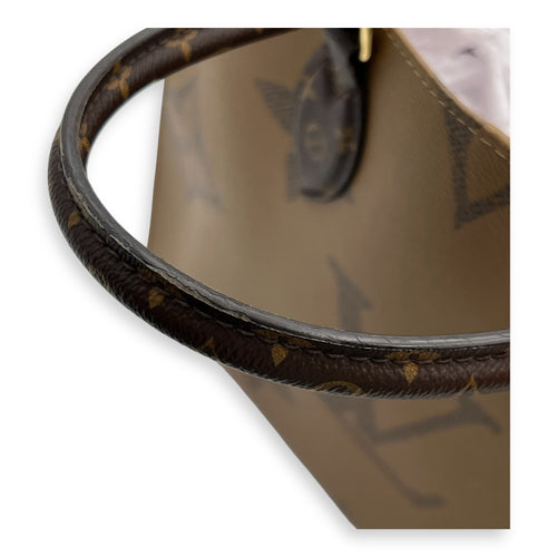 OnTheGo MM Brown Tote Bag in Monogram Coated Canvas, Gold hardware