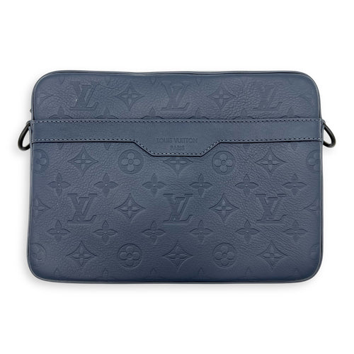 Trio Messenger Bag Blue in Calfskin, Black hardware