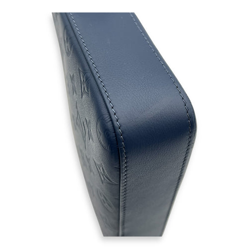 Trio Messenger Bag Blue in Calfskin, Black hardware