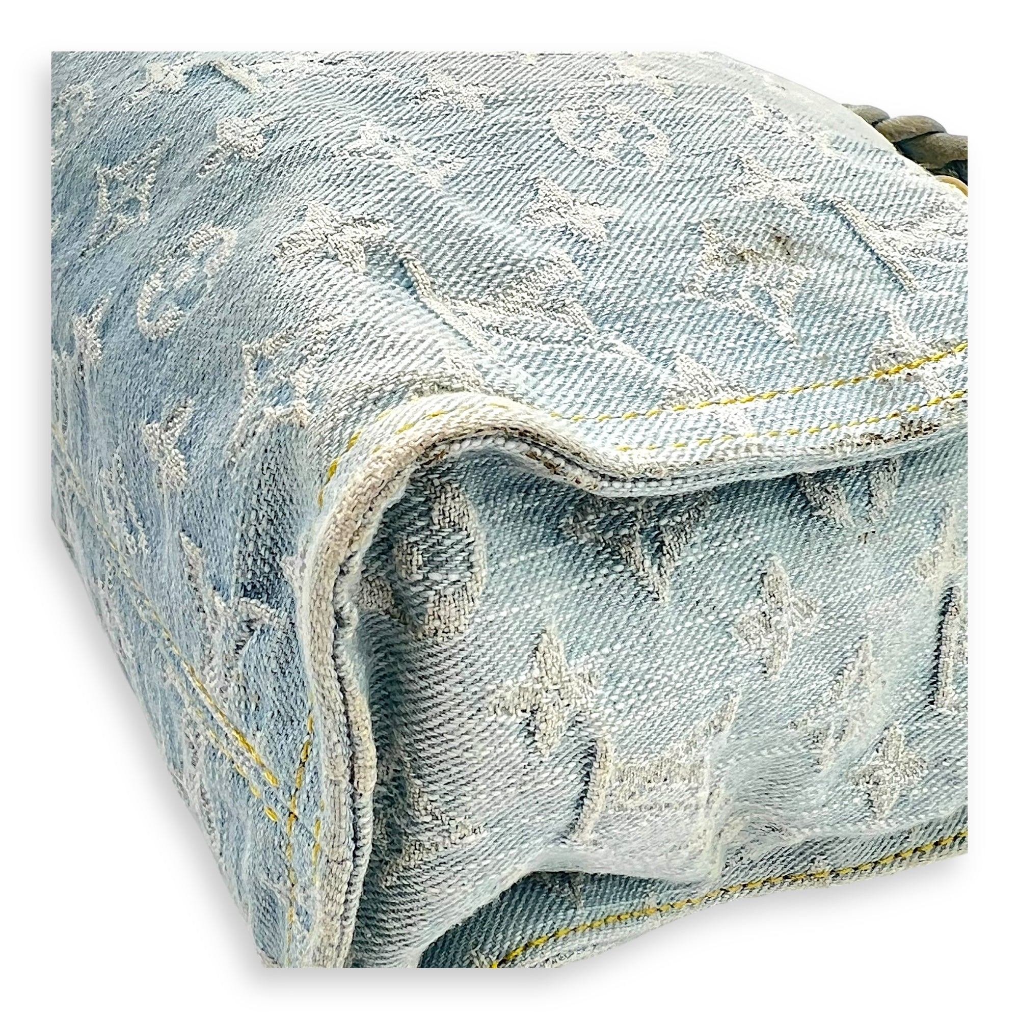 Let Go Tote Bag Blue in Denim, Gold hardware