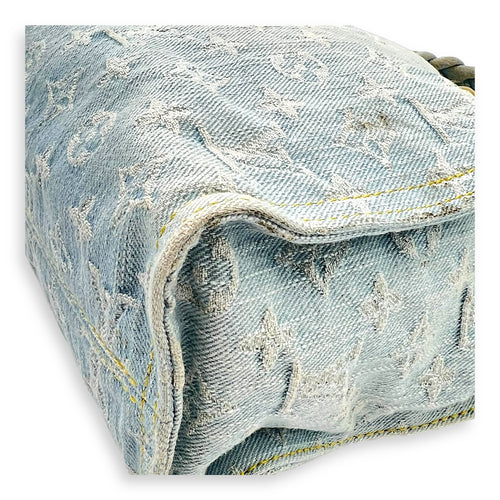 Let Go Tote Bag Blue in Denim, Gold hardware