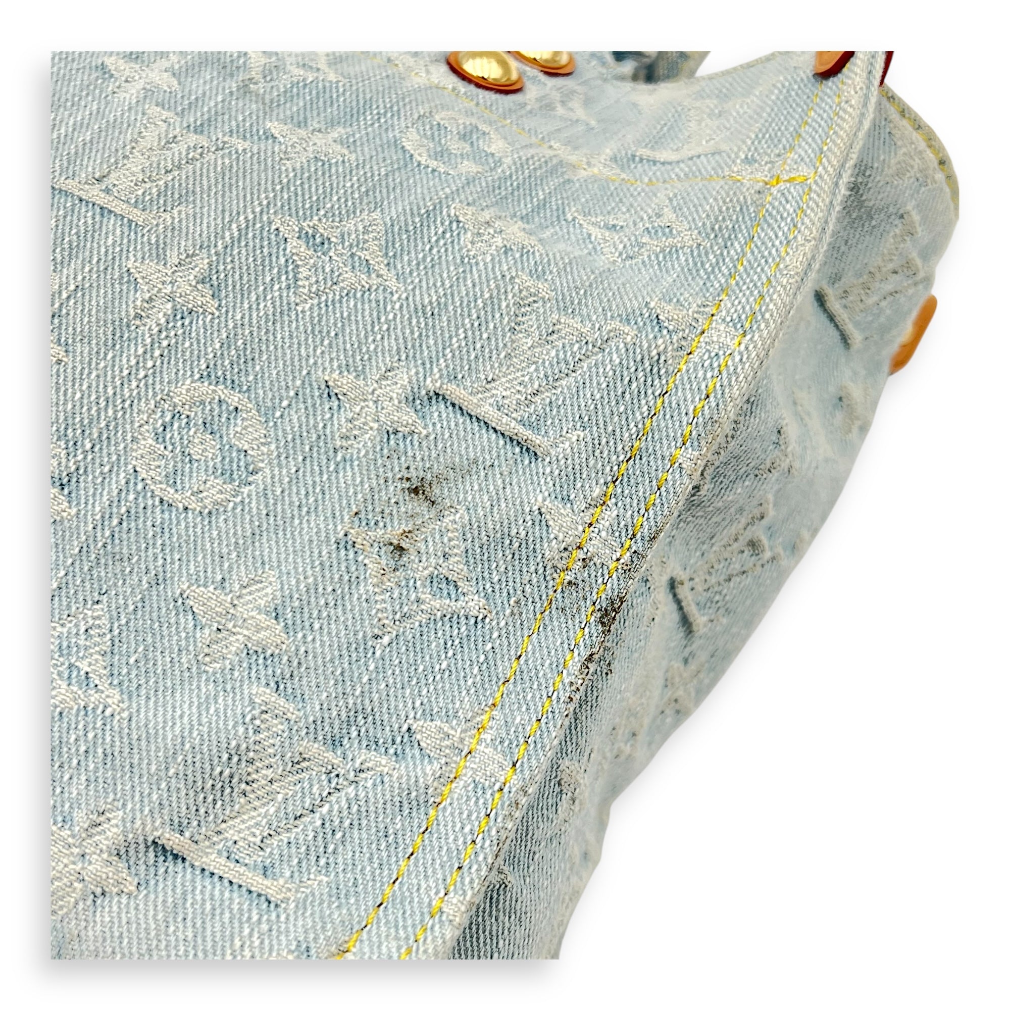 Let Go Tote Bag Blue in Denim, Gold hardware