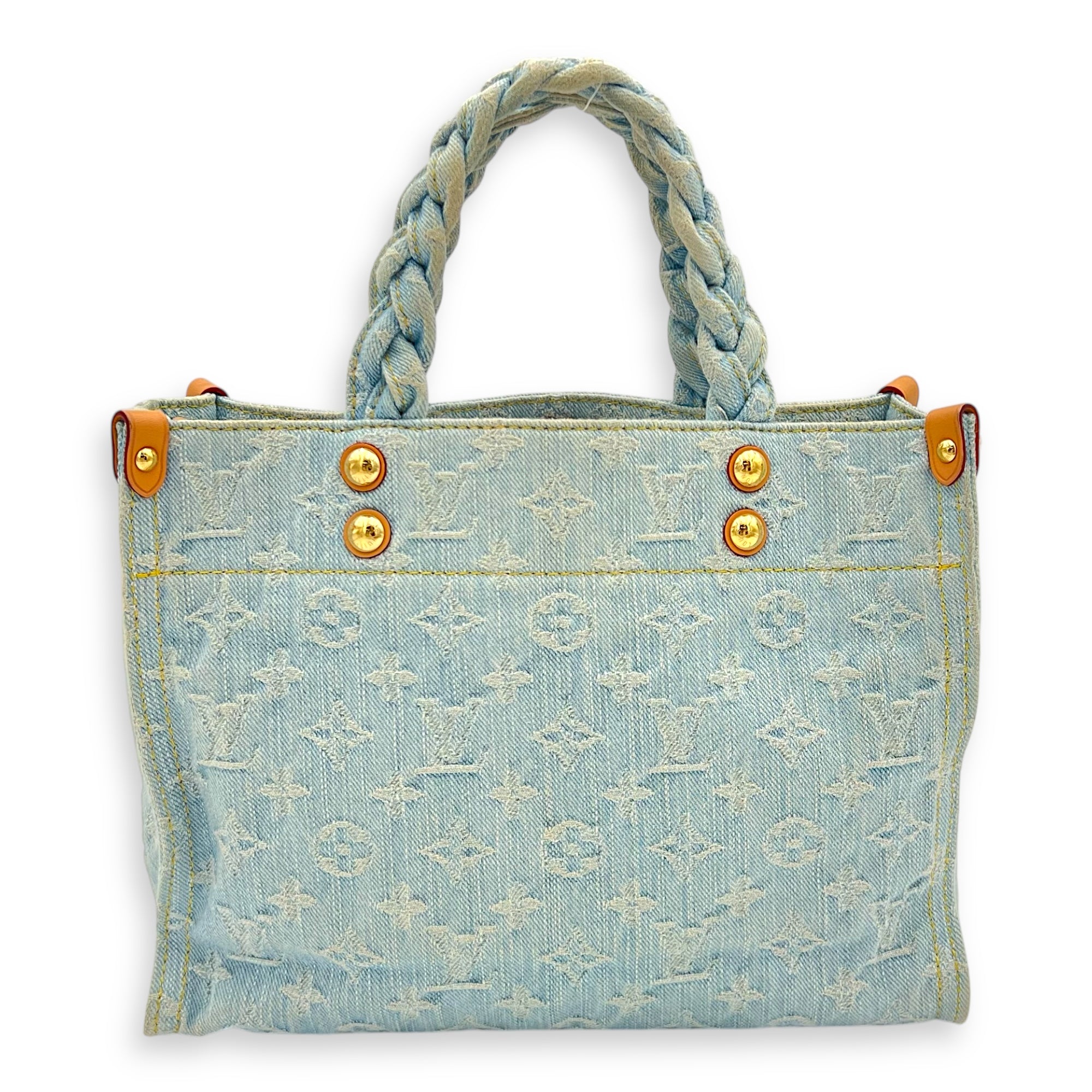 Let Go Tote Bag Blue in Denim, Gold hardware