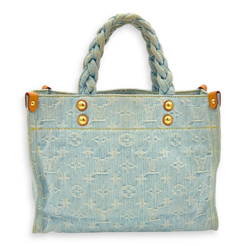 Let Go Tote Bag Blue in Denim, Gold hardware