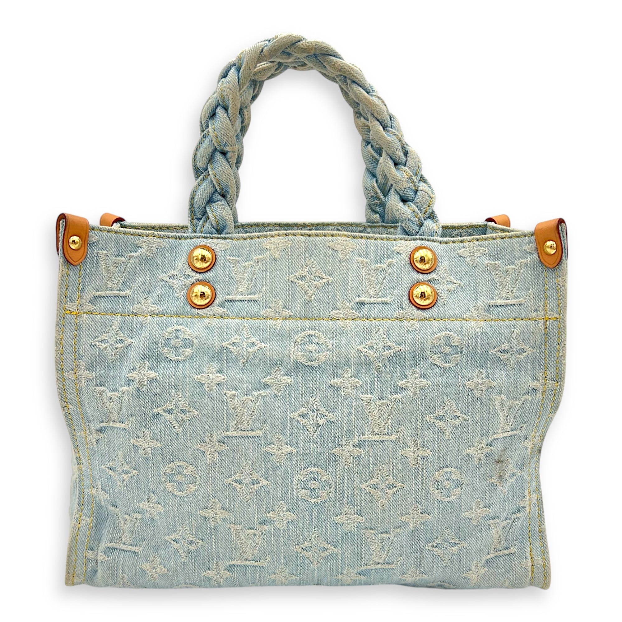 Let Go Tote Bag Blue in Denim, Gold hardware