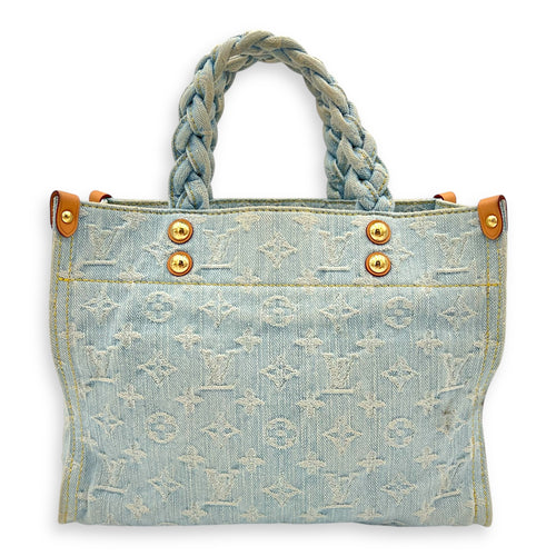 Let Go Tote Bag Blue in Denim, Gold hardware