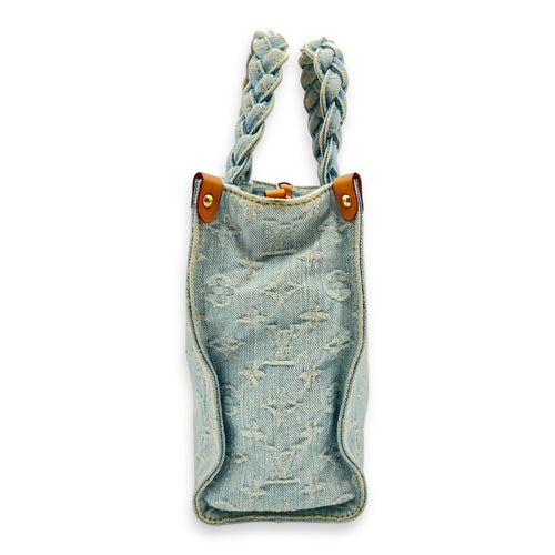 Let Go Tote Bag Blue in Denim, Gold hardware