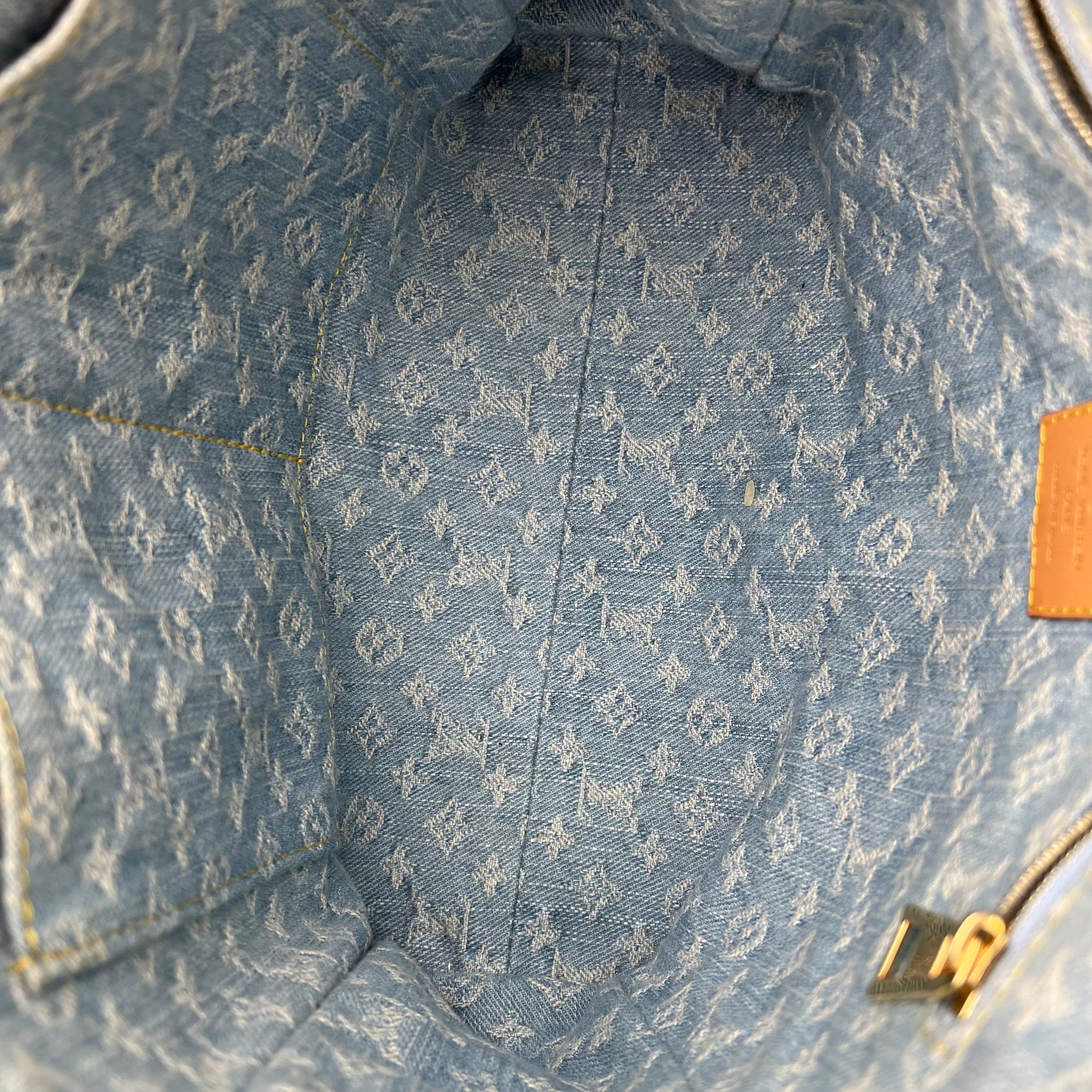 Let Go Tote Bag Blue in Denim, Gold hardware