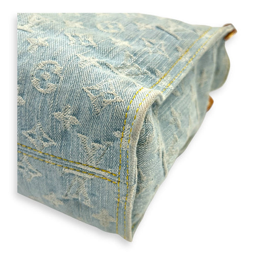 Let Go Tote Bag Blue in Denim, Gold hardware