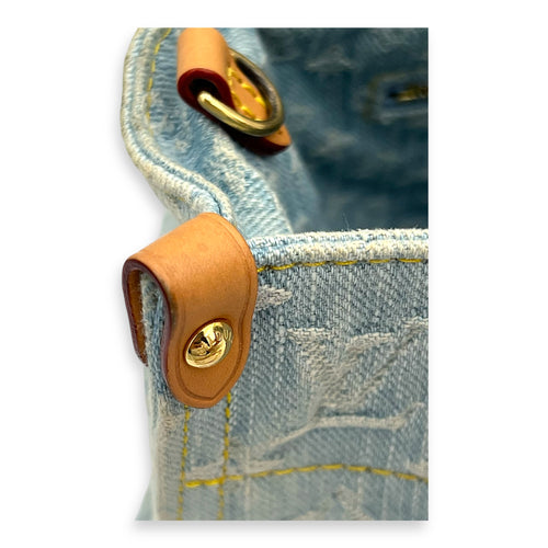 Let Go Tote Bag Blue in Denim, Gold hardware