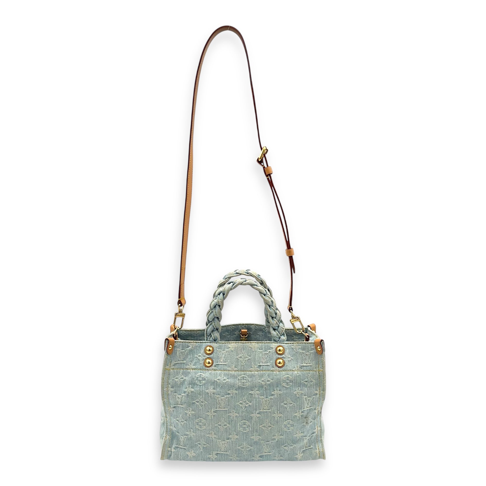 Let Go Tote Bag Blue in Denim, Gold hardware
