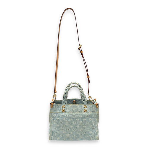 Let Go Tote Bag Blue in Denim, Gold hardware
