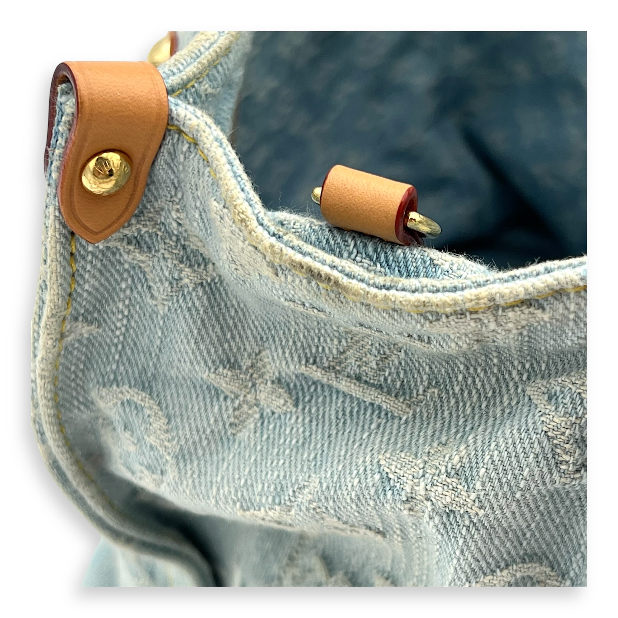 Let Go Tote Bag Blue in Denim, Gold hardware