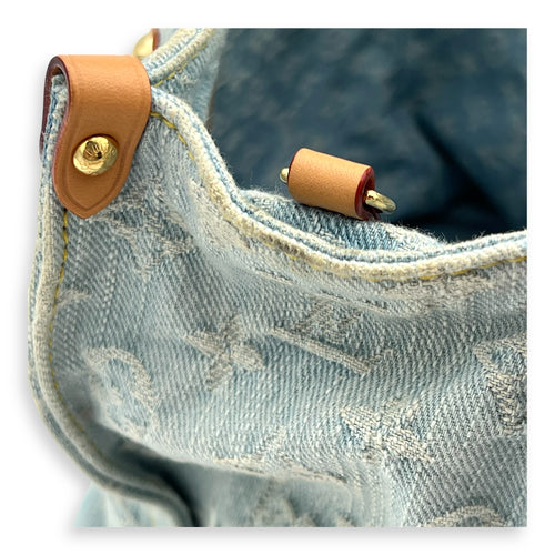 Let Go Tote Bag Blue in Denim, Gold hardware