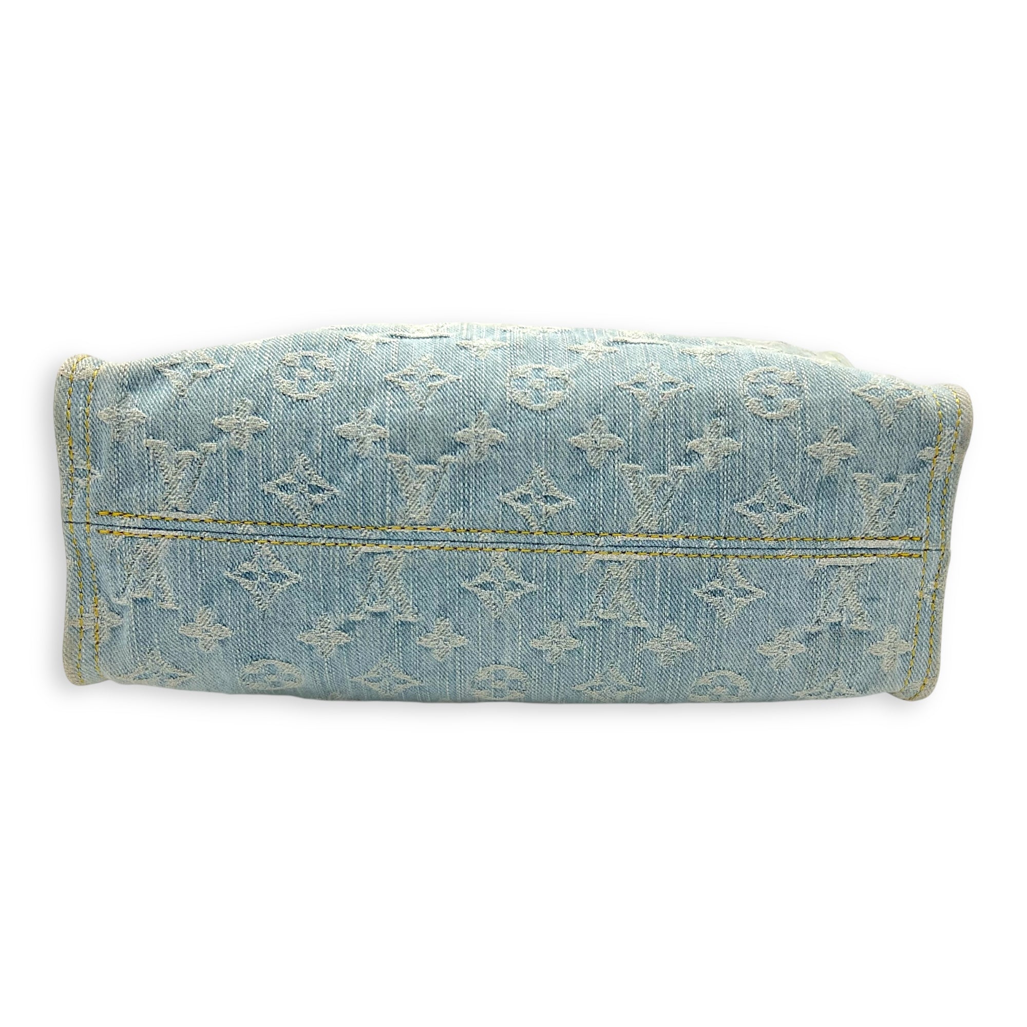 Let Go Tote Bag Blue in Denim, Gold hardware