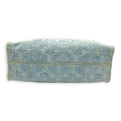 Let Go Tote Bag Blue in Denim, Gold hardware