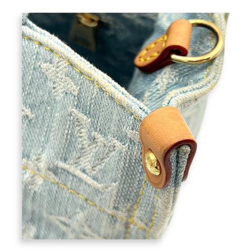 Let Go Tote Bag Blue in Denim, Gold hardware