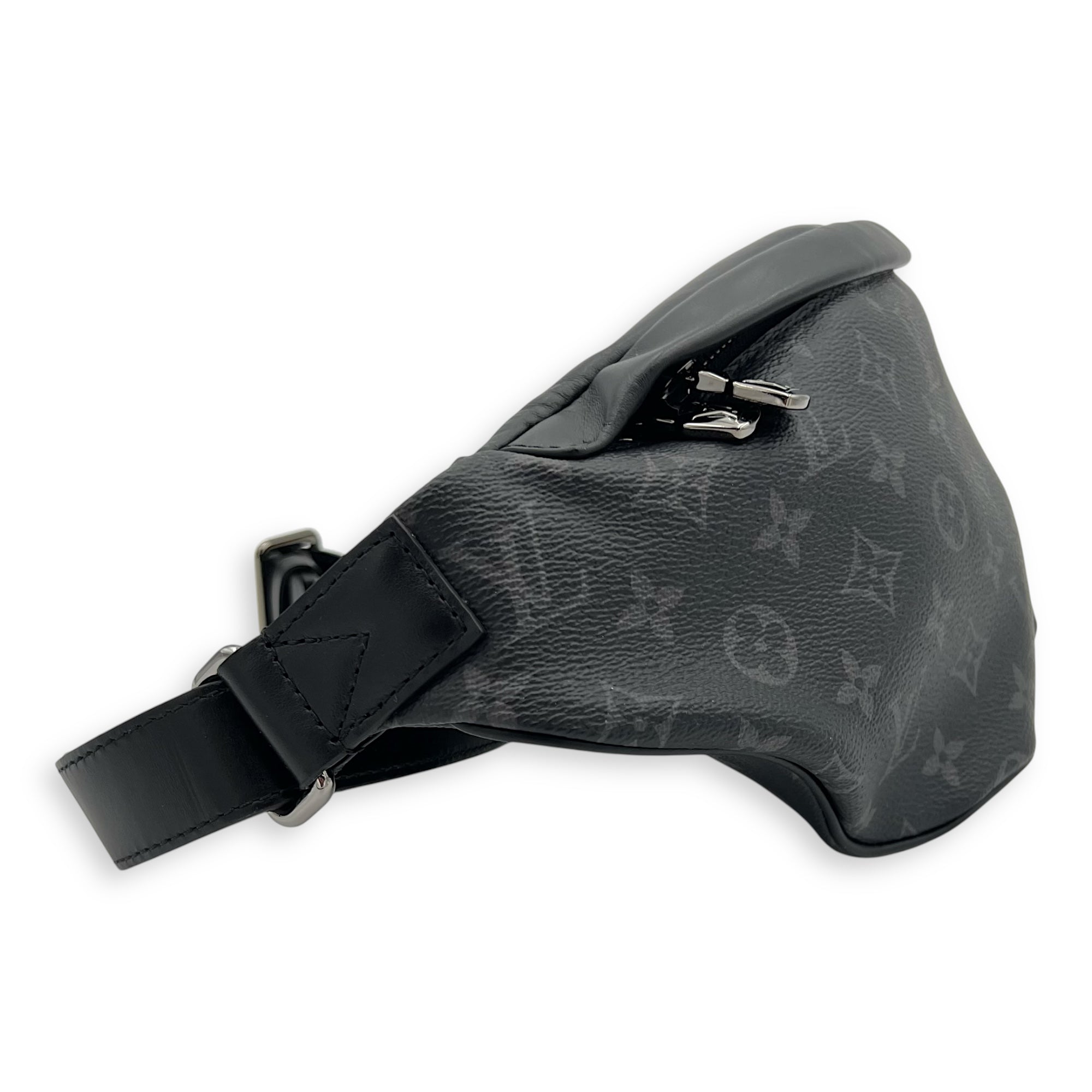 Discovery Bumbag Black in Monogram Coated Canvas, Silver hardware
