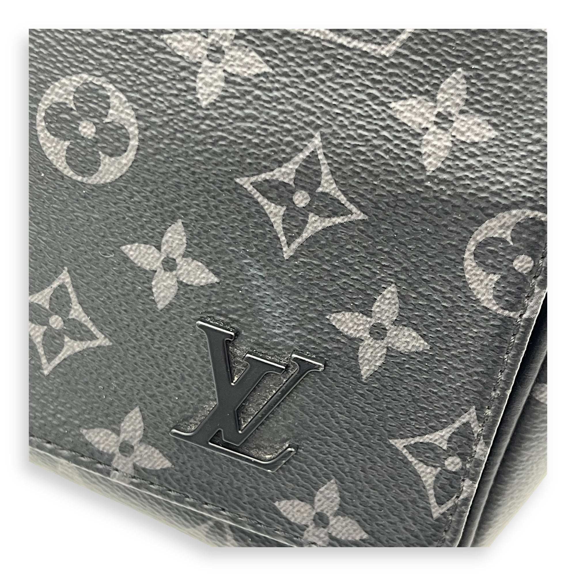 District Shoulder Bag Black in Monogram Coated Canvas, Silver hardware