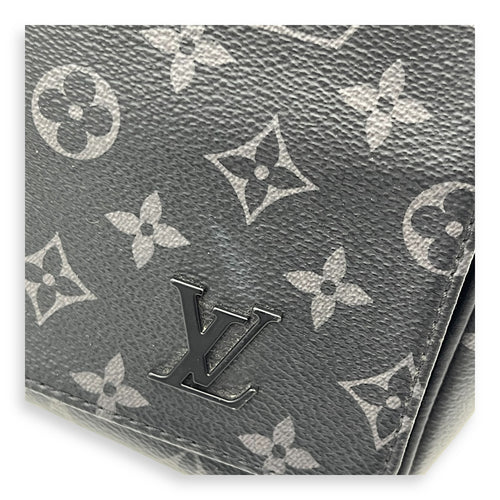 District Shoulder Bag Black in Monogram Coated Canvas, Silver hardware