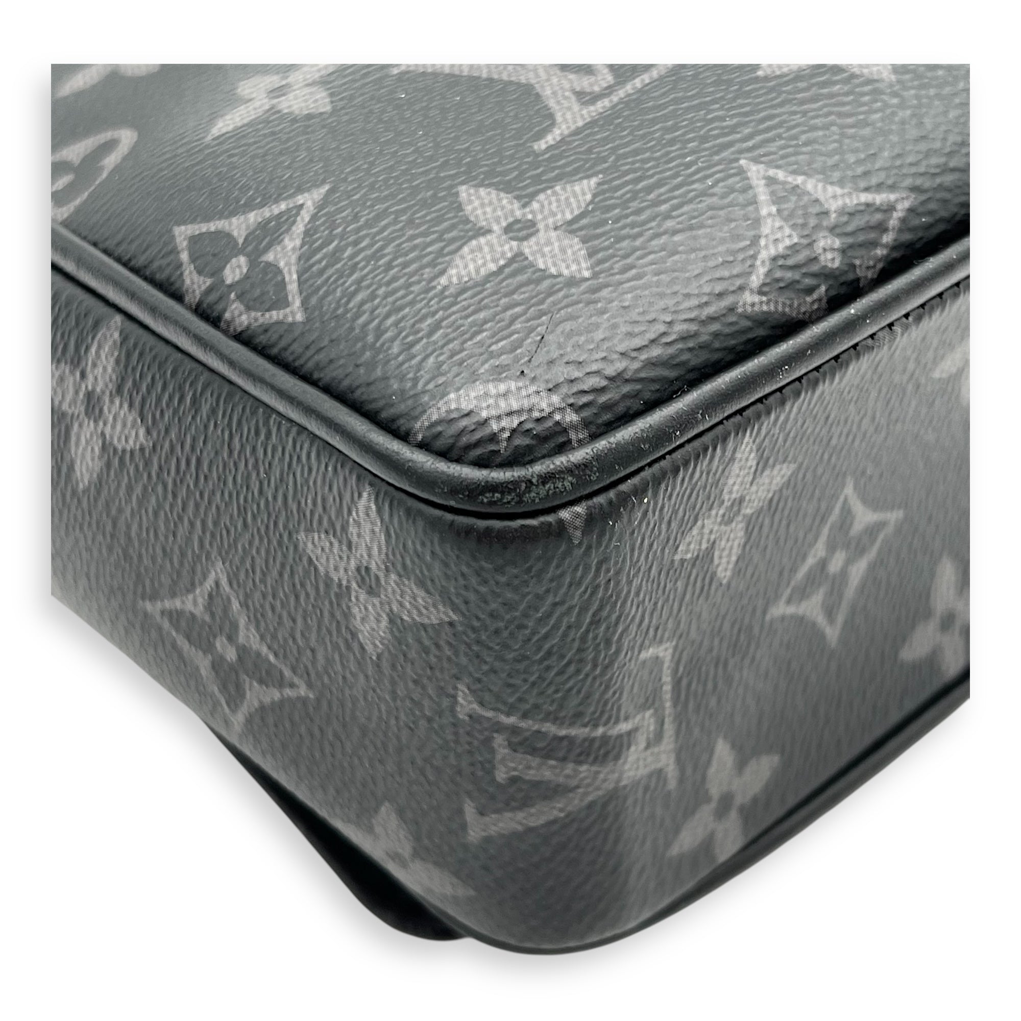 District Shoulder Bag Black in Monogram Coated Canvas, Silver hardware