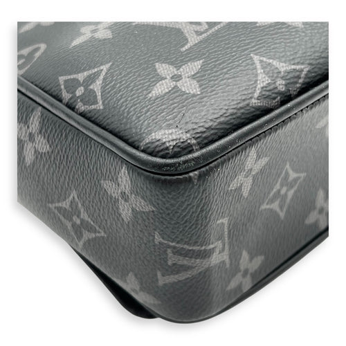 District Shoulder Bag Black in Monogram Coated Canvas, Silver hardware