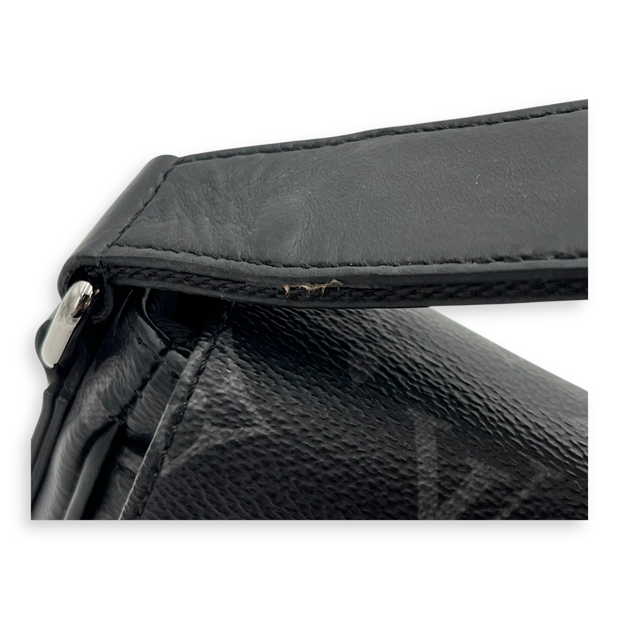 District Shoulder Bag Black in Monogram Coated Canvas, Silver hardware